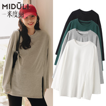 Pregnant woman blouses spring and autumn pure cotton long sleeve t-shirt loose large code slapped undershirt with long clothes gestation woman dress spring clothes