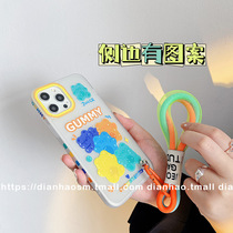 Dianhao side candy bear is suitable for Apple 12 11Pro Max mobile phone case iPhone new fluorescent hand rope X XS XR female 8plus all-inclusive 7 soft protection