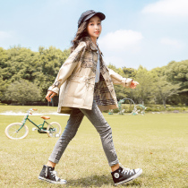 Girls windbreaker 2021 autumn dress new childrens foreign style Fashion Net Red Girl spring and autumn plaid jacket jacket