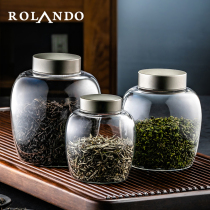 Glass tea sealed cans food grade household transparent small storage bottle high grade metal double lid storage tea cans
