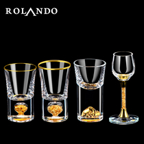  Gold foil white wine cup Household crystal glass wine cup set Small one-cup two-two bullet cup Personal use