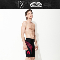 (Van der Ann × World of Warcraft) Summer fashion trend mens swimming trunks tribe pure black red flame red
