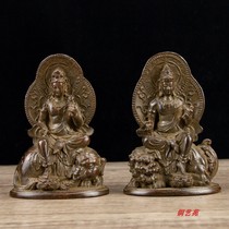Imitation ancient Chinese red copper Manjusri Bodhisattva statue statue bronze statue home Buddhas Buddhist shrine dedicated to support