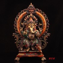 Pure Copper Elephant God Ornaments Thailand Elephant Trunk God of Wealth Tianmu Elephant Trunk Sky India Dharma Protector Statue Thai Decorative Ornaments