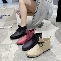 Korean Version Fashion Rain Shoes Woman Short Drum Rain Boots Low Help Water Shoes Buy Food Waterproof Kitchen Rubber Shoes Non-slip Restaurant Working Shoes