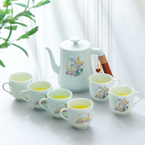 Celadon small fresh Kung Fu tea set Household ceramic anti-scalding afternoon tea tea pot Teacup with handle set