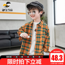 Boy Shirt 2022 Spring Autumn New Children Foreign Air Plaid Shirt Han Version CUHK Boy Boy Long Sleeve Blouse Tide