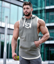  Muscle fitness dog brother vest mens sleeveless hooded vest Running training suit Sports loose breathable pullover