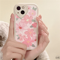 Pink oil painting flowers iphone13 mobile phone shell suitable for apple 13promax silicone gel 12 11 protective sleeve xr xsmax pink young girl heart 8plus7 advanced