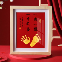 Hand and footprints decorative painting baby feet mud Peace Joy newborn baby year old one hundred days gift capture week stay Commemorative