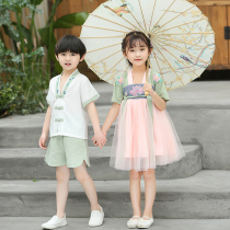 Male and female Han clothes suit Spring Summer Chinese style Chinese style dress with dress superfairy Summer clothing short sleeves Skirt Dress Out of the Tang Costume