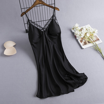2022 New Sexy Sleepwear Womens Spring Summer Ice Ribbon Sleeping Dress With Chest Cushion Fashion Advanced Sensation