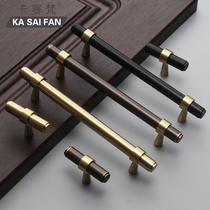 Light luxury gold pure copper cabinet door handle American drawer retro black bronze Chinese style brass cabinet door handle