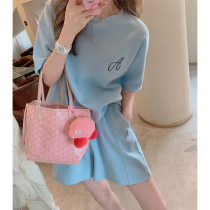 Small man fried street age-reducing two-piece set Tide brand casual fashion sports short-sleeved sweater shorts suit womens spring and summer