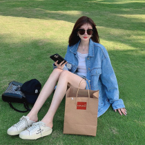 Early spring clothing 2022 new advanced senses washed blue denim jacket womens small crowd design small casual blouses
