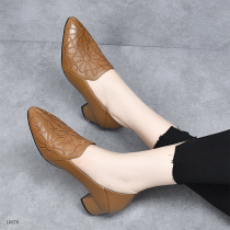 Headlayer Bull Leather Genuine Leather Single Shoes Woman Shoes 2022 New Big Code Summer Lady Soft Bottom Spring Autumn Mom Leather Shoes