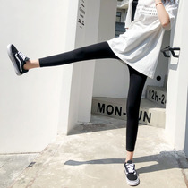 Black beating bottom pants woman outside wearing pure cotton 100 lap nine points small foot spring and autumn slim fit movement tight elastic 80% pants