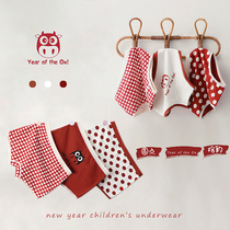 Girls Underwear Pure cotton triangle New Years style Little Girl boxer shorts Baby middle and big child-year-old children Ox pants