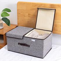 Thickened cotton and linen clothes storage box fabric clothing finishing box folding wardrobe large transparent basket bag household artifact