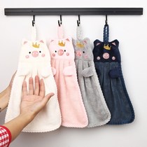 Piggy hand towel home coral velvet hanging super absorbent kitchen lazy rag cloth wipes solid color childrens towel