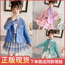 jk uniform girl skirt genuine full set summer childrens college style suit 12-year-old primary school childrens autumn clothes