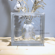 Imported 145X145X80 cloudiness pattern transparent translucent square glass brick porch bedroom partition wall