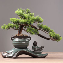 Creative fake tree welcome pine bonsai small decoration simulation plant decoration green living room indoor desktop potted ornaments