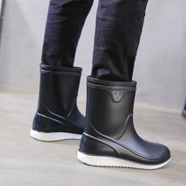 Spring and summer short tube inner cover rain boots mens fashion rain boots waterproof non-slip water shoes wear-resistant kitchen car wash rubber shoes middle tube