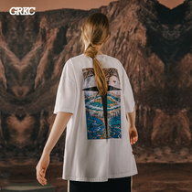 GRKC color Greek map short-sleeved mens tide brand ins national tide loose tide brand t-shirt womens summer niche design sense