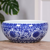 Jingdezhen ceramic fish tank blue and white desktop ornaments Feng Shui large goldfish tank turtle water lily lotus basin