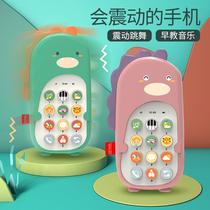 Childrens toys mobile phone female baby simulation phone dinosaur modeling button simulation infant music can bite eye protection