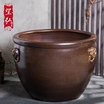 Vintage Jingdezhen lion ears big cylinder Turtle cylinder Water lily cylinder King-size living room water tank Outdoor big fish tank goldfish tank