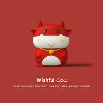 airpods protective cover new year airpodspro headphone cover Apple airpods3 second generation soft silicone creative red cow airpod box wireless Bluetooth airp