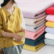 Wash cotton hemp fabric solid color ethnic plain clothing Chinese style crepe wrinkle linen summer pants Hanfu fabric