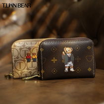 Day-to-day Winnie the pooh 2021 new old flower wallet female short zipper two folding leather wallet fashion small card bag female