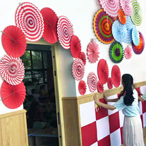 Store opening Festival decoration Paper fan School shopping mall window decoration Charm Classroom Kindergarten Huanchuang pendant