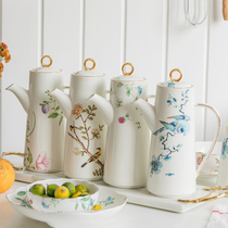 European oil pot vinegar jug oil bottle ceramic oil jar household soy sauce vinegar seasoning bottle kitchen leak proof set