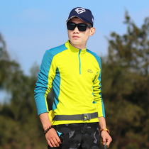 Outdoor quick-drying long-sleeved mens moisture wicking elastic size stand collar sports T-shirt Slim hiking hiking fast-drying clothes