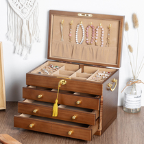Retro jewelry box antique lock wooden Chinese style Chinese dressing box household flannel jewelry jewelry storage box