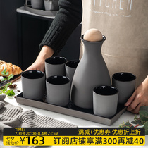 Ceramic light and luxurious water with suit Nordic home modern minimalist living-room Kettle Cup With Guest Water Glass Suit Gift Box