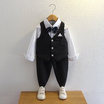 Boys suit spring and autumn handsome 2021 New English style four-piece boy performance suit childrens dress