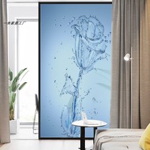 Abstract water rose frosted translucent Opaque Glass Sticker Bathroom Bathroom Balcony Floor-to-ceiling Window Sticker