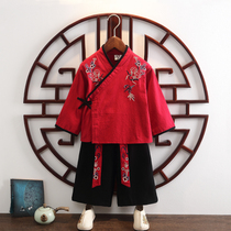 Hanfu boys spring and autumn Chinese style costume two-piece baby year old Tang suit dress childrens performance suit