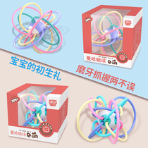 Infant Manhattan ball baby tooth gum molars hand grip ball bite Ring Ring Bell bed Bell 0-3 year old baby toy