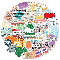 50 inspirational text stickers cross-border school season color English letters personality student stationery box wall stickers