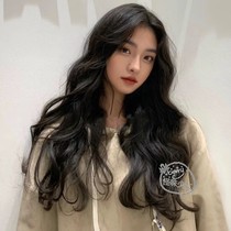 Net red wig female long hair big waves in the middle without bangs temperament repair face round face long curly hair natural full head cover style
