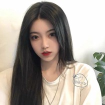 Net red wig female long hair in the middle without bangs Korean version temperament incognito black long straight waist natural new full head cover style
