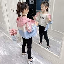 Girls autumn clothes 2021 new childrens style spring and autumn coat little girl Korean autumn jacket hooded coat tide