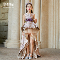 Childrens princess dress foreign style girl evening dress 2021 new high-end flower girl show piano performance host