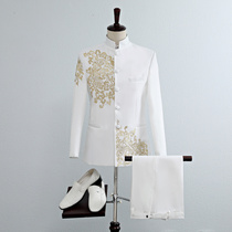 Mens embroidery stand-up collar Chinese dress groom Chinese dress show stage chorus show dress